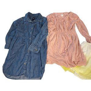 Girls Dress denim Skirt Lot Bundle Gap Pink Chambray yellow XS 4 5